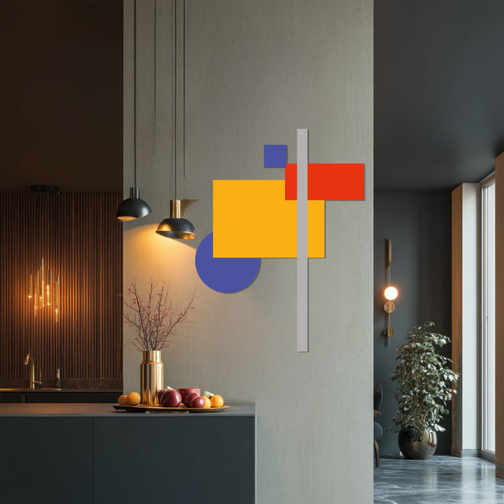 Abstract geometric artwork with bold shapes and lines for interiors