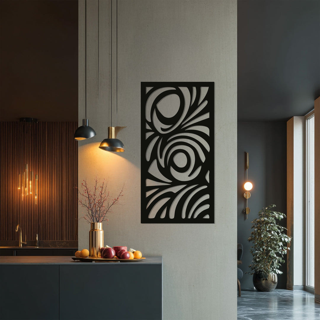 Modern black swirl abstract metal wall hanging