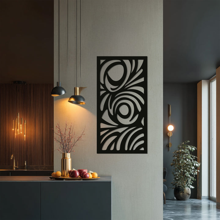 Modern black swirl abstract metal wall hanging