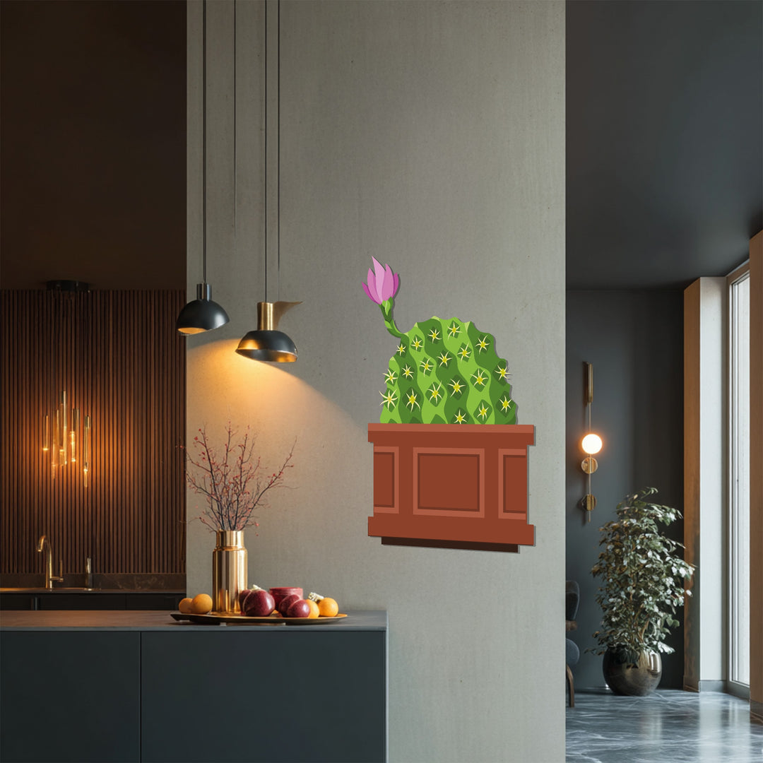 Pink Bloom Cactus Metal Wall Art – Botanical Modern Wall Decor