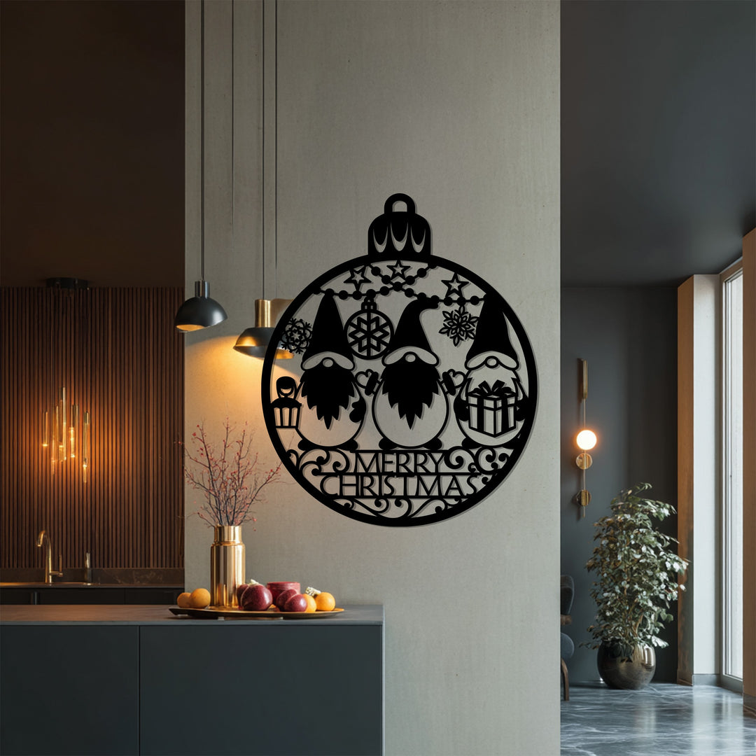 بهجة عيد الميلاد - عائلة الأقزام فن جداري معدني