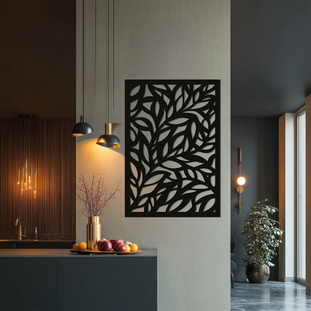 Large botanical panel metal wall decor for living room