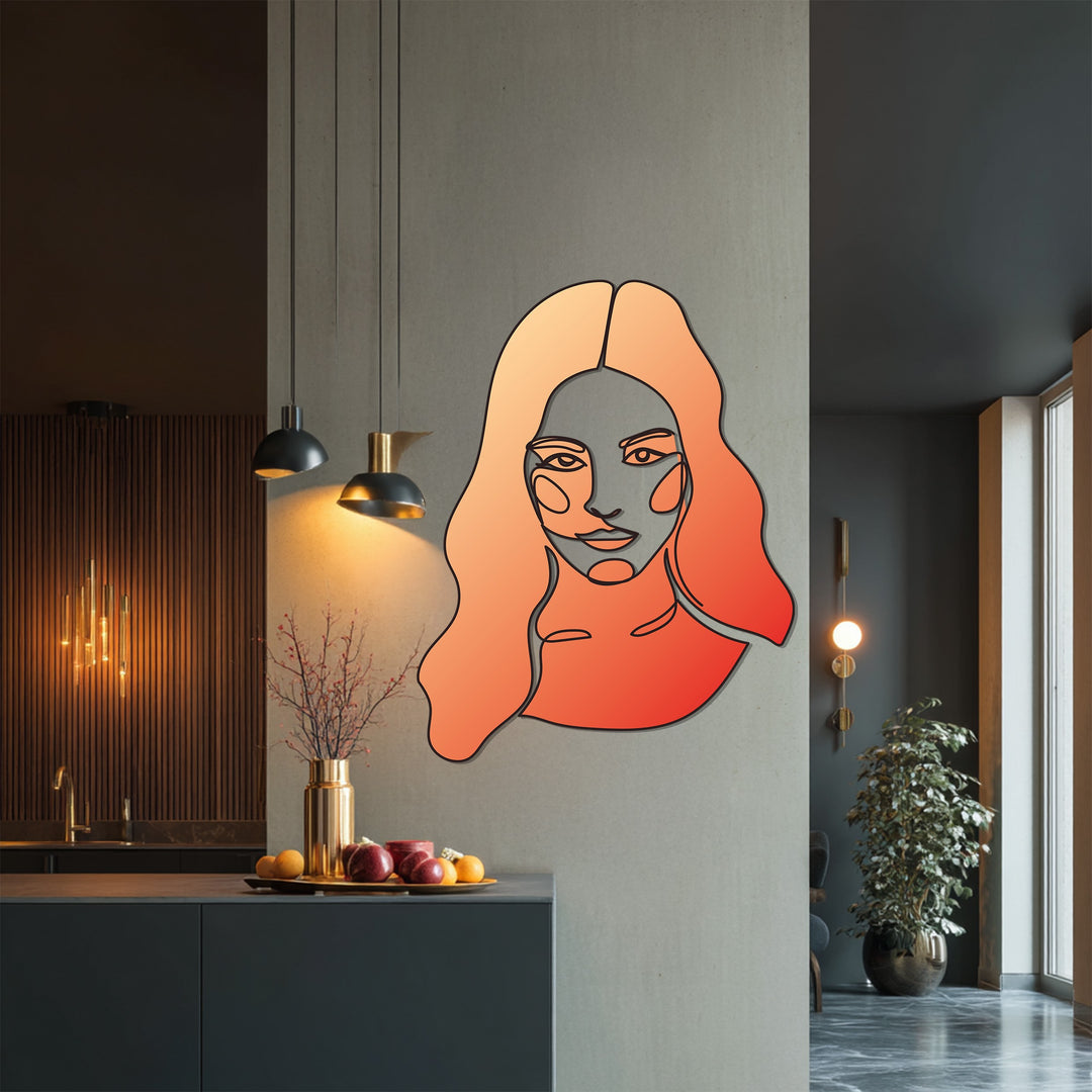 Abstract Woman Line Art Metal Wall Art – Modern Minimal Decor