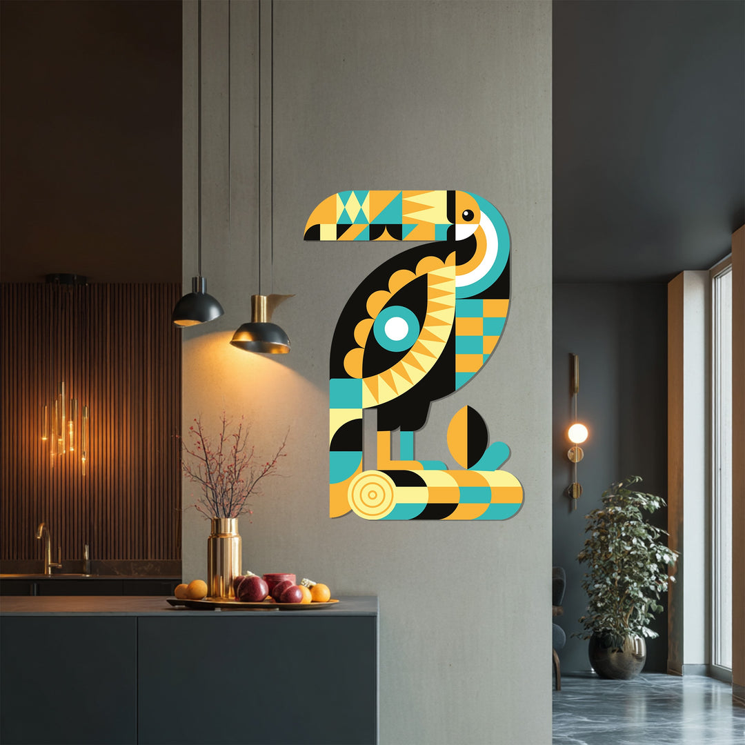 Geometric Toucan Metal Wall Art – Modern Tropical Decor