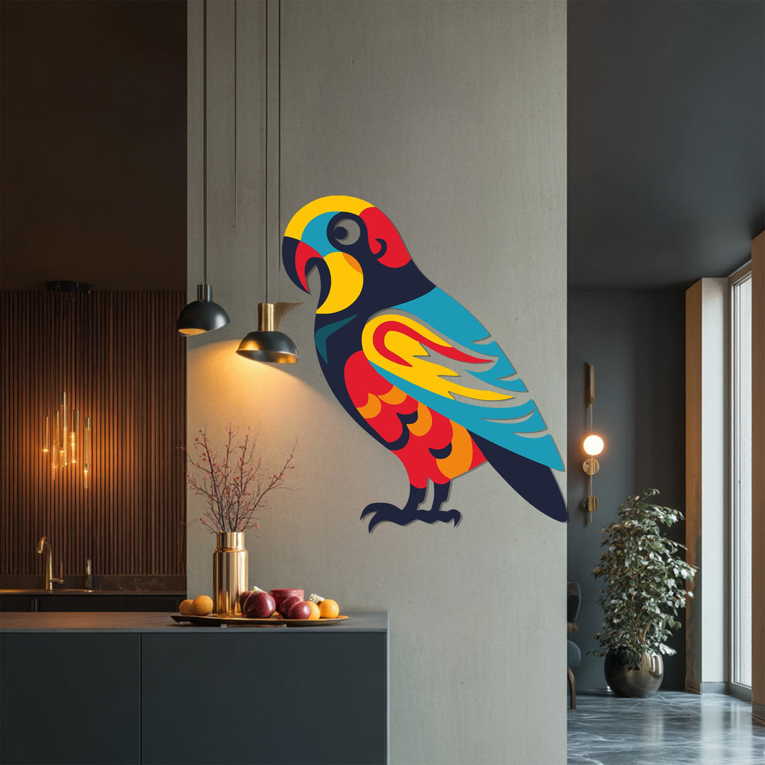 Exotic tropical parrot artwork for living room or patio walls