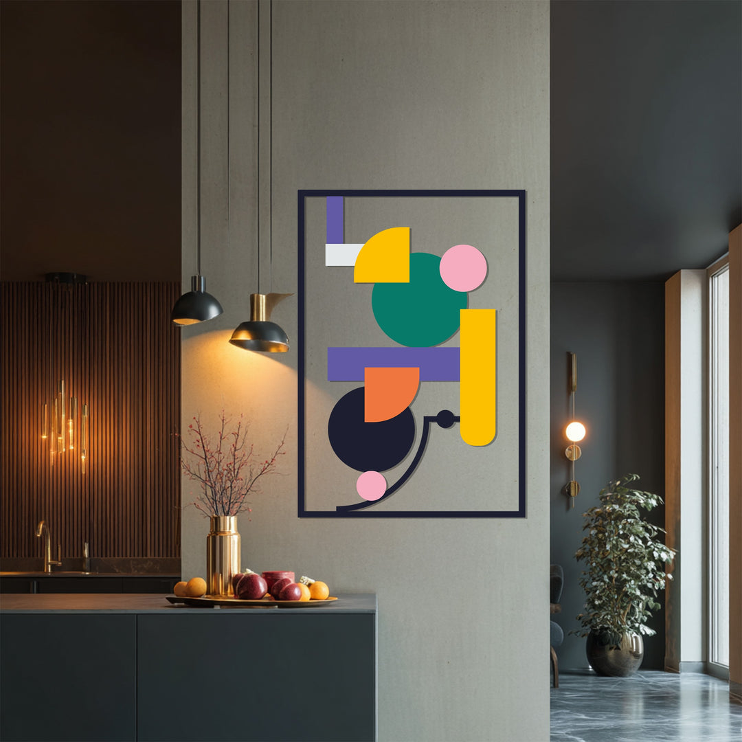 Multicolor minimalist metal artwork for modern interiors
