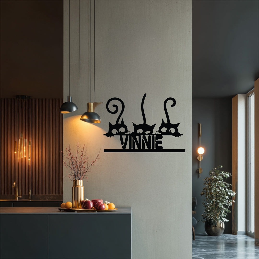 Custom cat-themed metal wall art for pet lovers