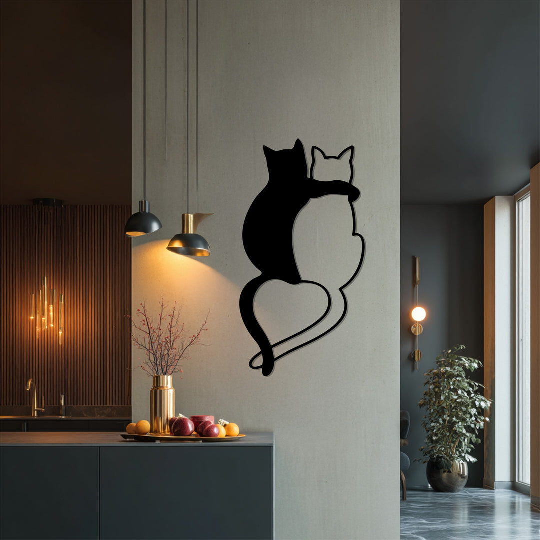 Loving Cats Silhouette – Minimalist Metal Wall Art