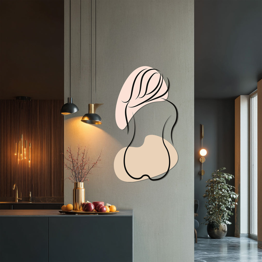 Modern abstract woman outline metal artwork for bedrooms