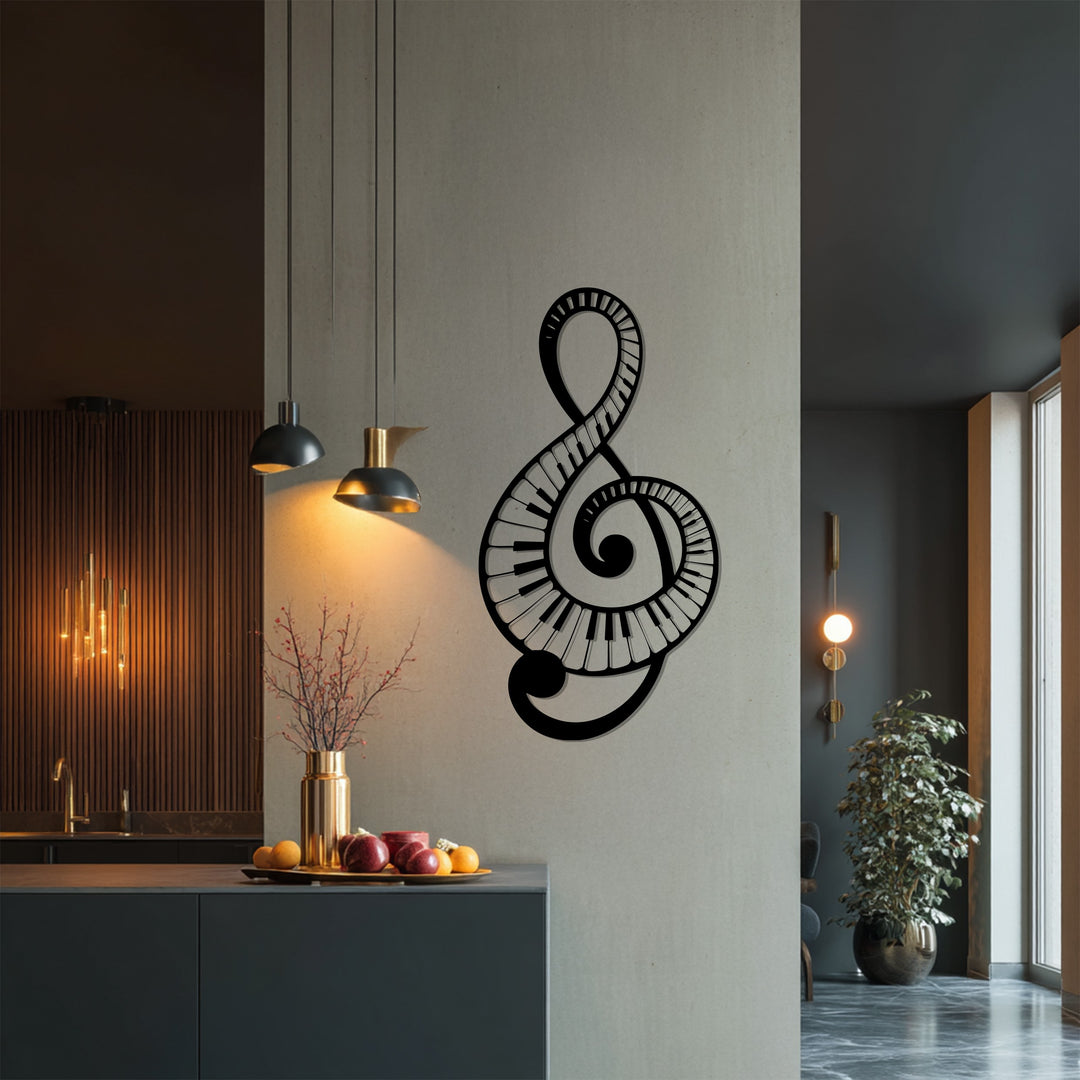 Piano Keys Treble Clef Metal Wall Art – Music Inspired Decor