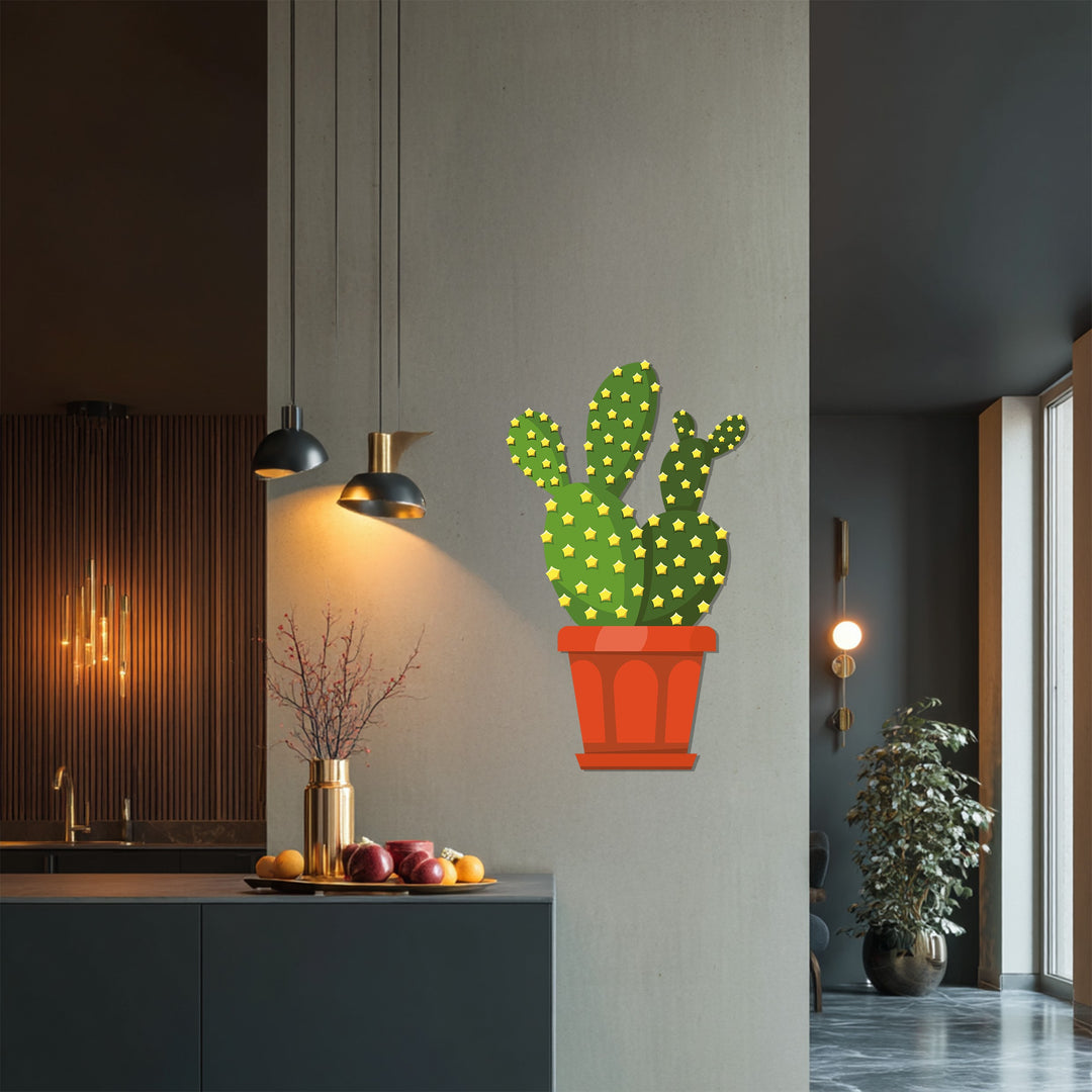 Prickly Pear Cactus Metal Wall Art – Modern Desert Botanical Wall Decor