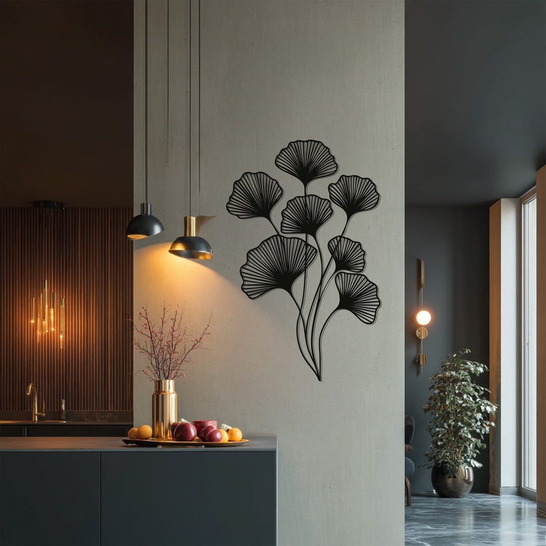 Floral Metal Wall Art – Black Modern Botanical Wall Sculpture