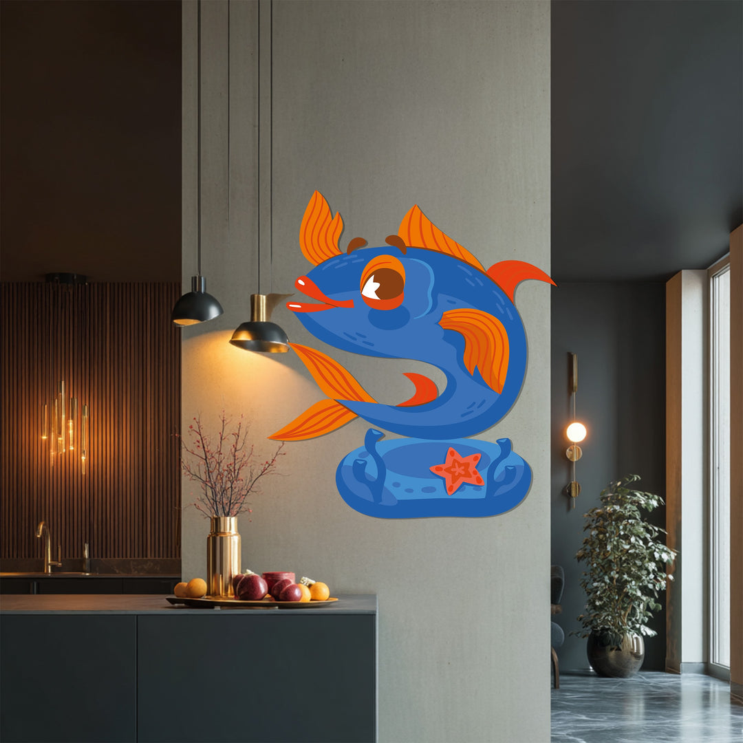 Vibrant marine-inspired metal artwork for home decor