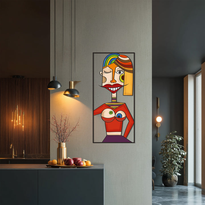 Vibrant geometric woman art for contemporary interiors
