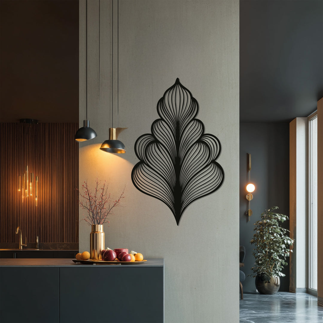 Layered Leaf Metal Wall Art – Black Botanical Wall Sculpture