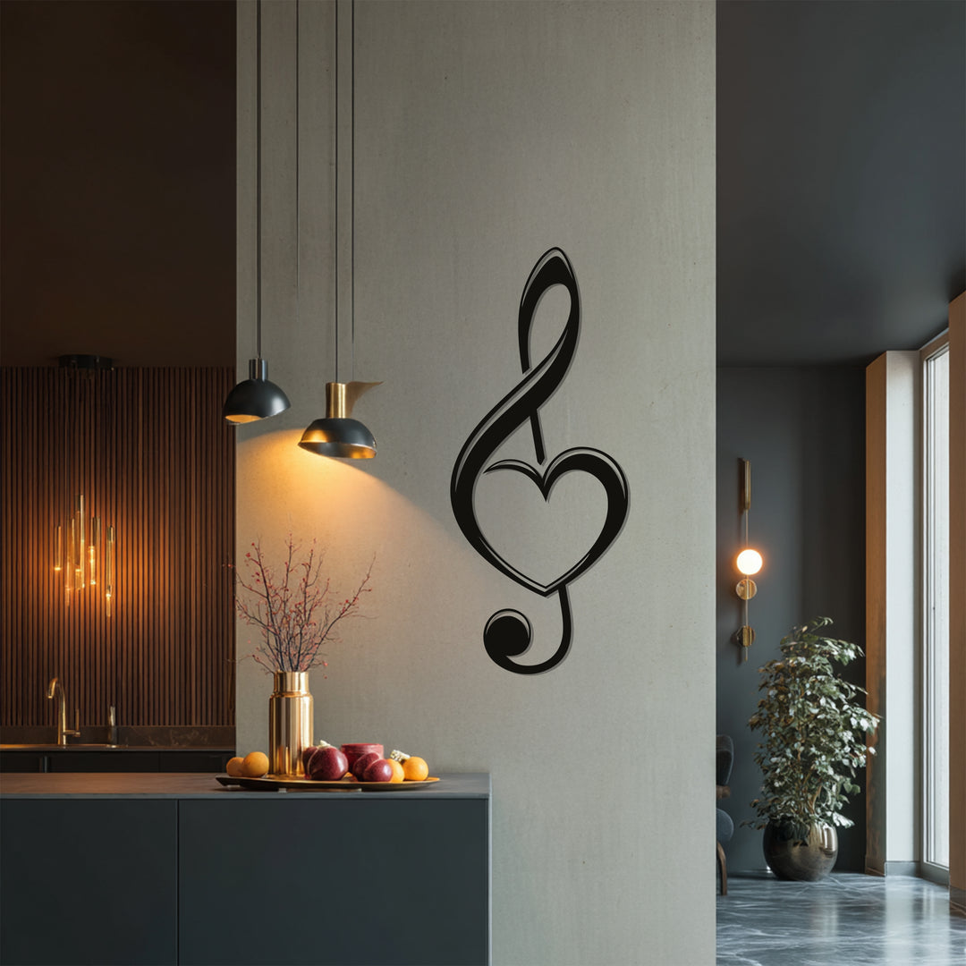 Heart Treble Clef Metal Wall Art – Musical Note Decor