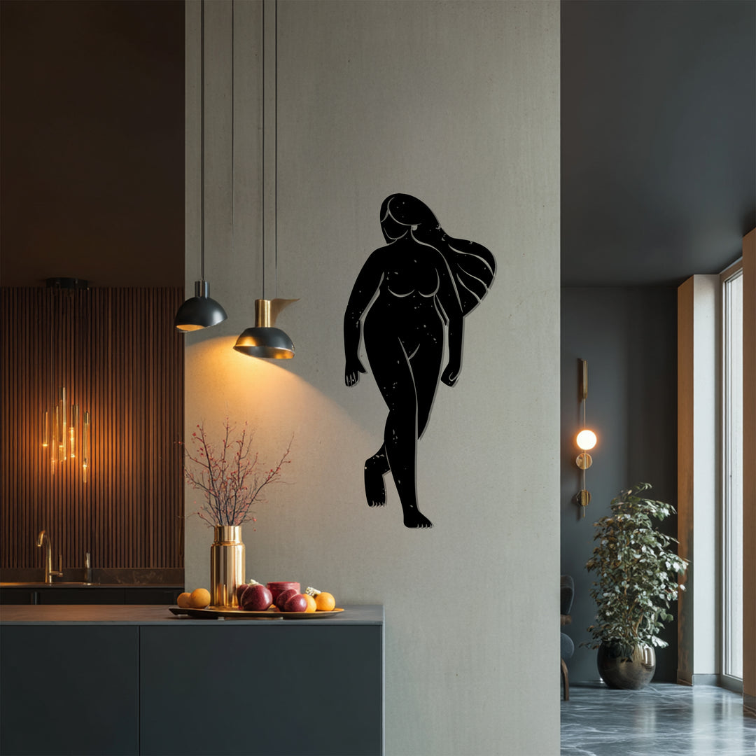 Elegant metal artwork of woman silhouette for modern homes
