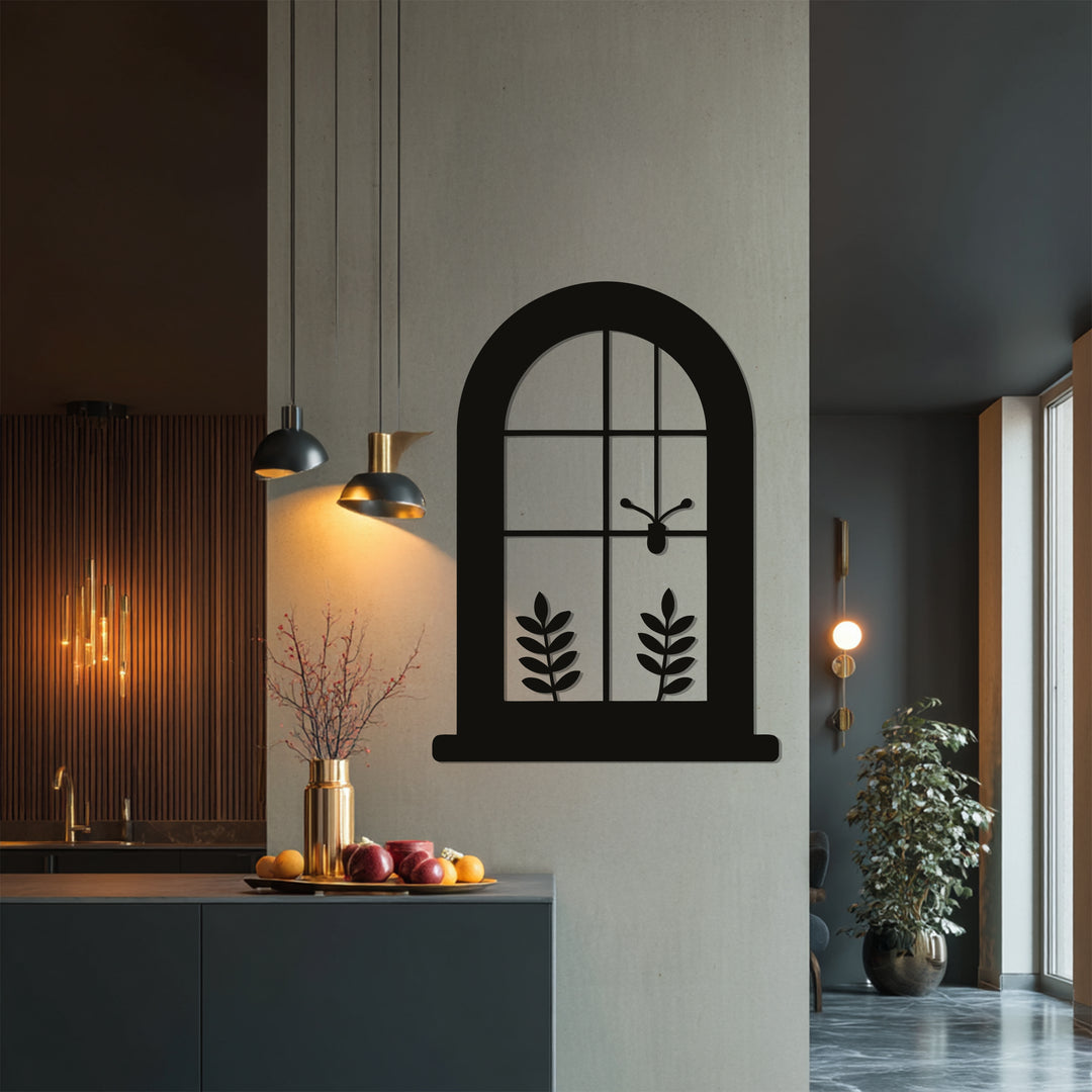 Window View Metal Wall Art – Botanical Silhouette Design