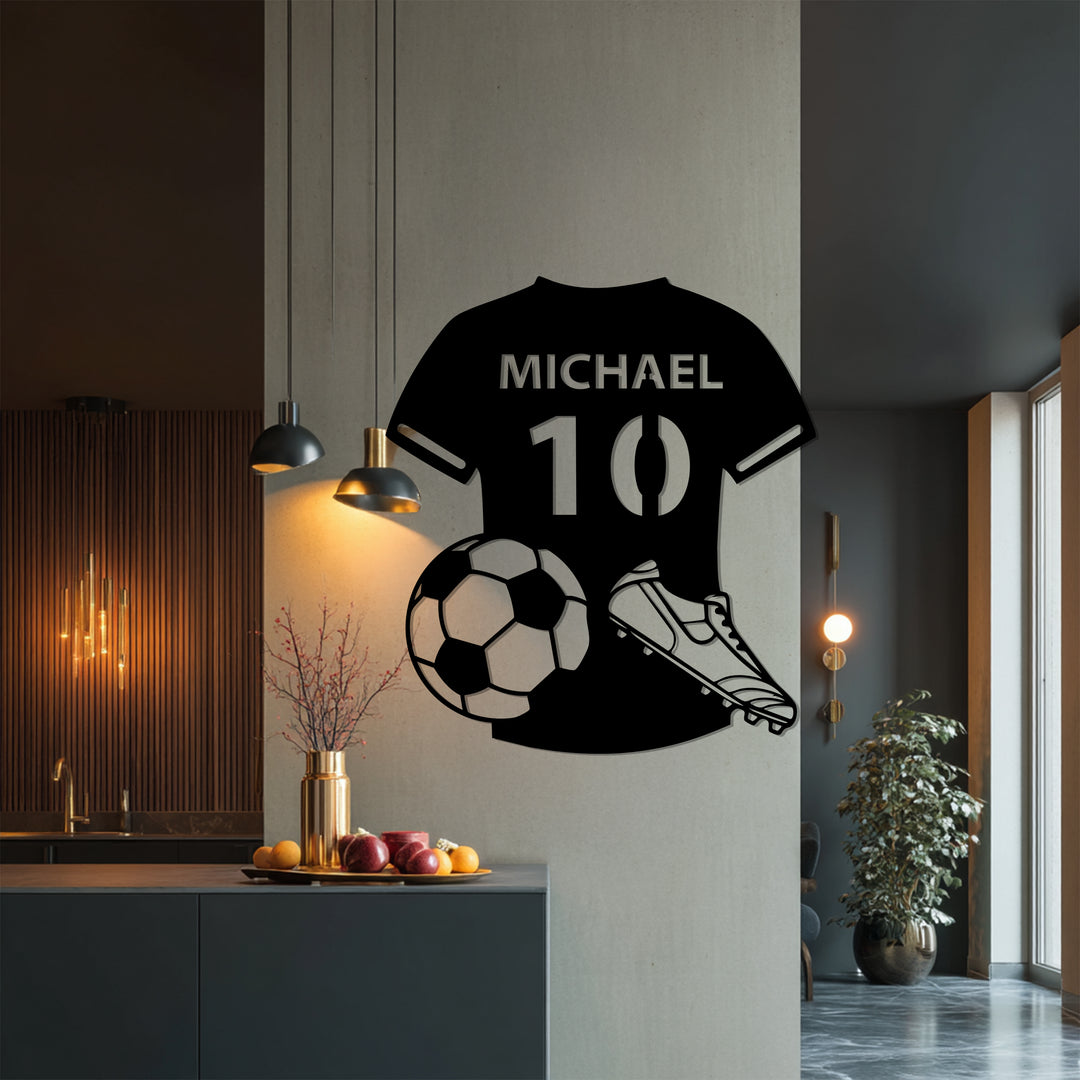 Custom Soccer Jersey Metal Wall Art – Personalized Football Decor