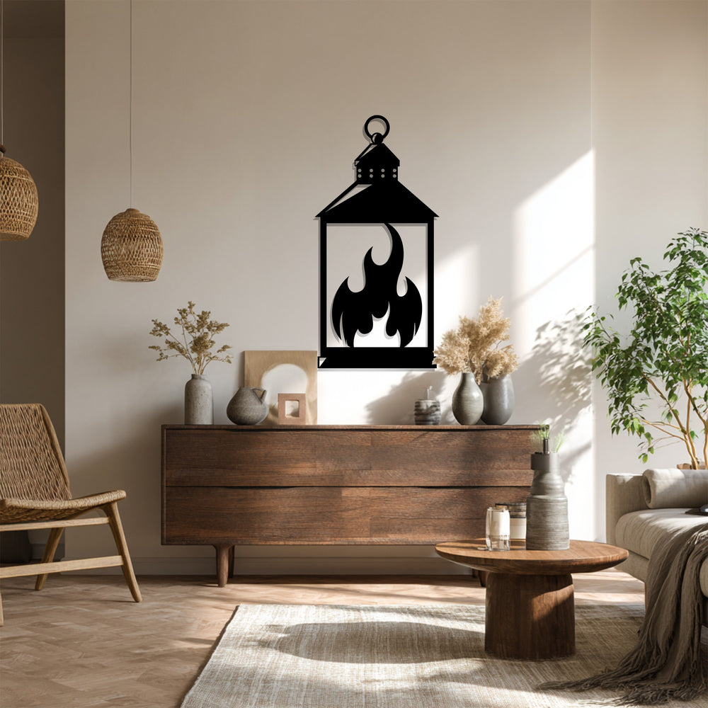 Islamic lantern flame wall decor