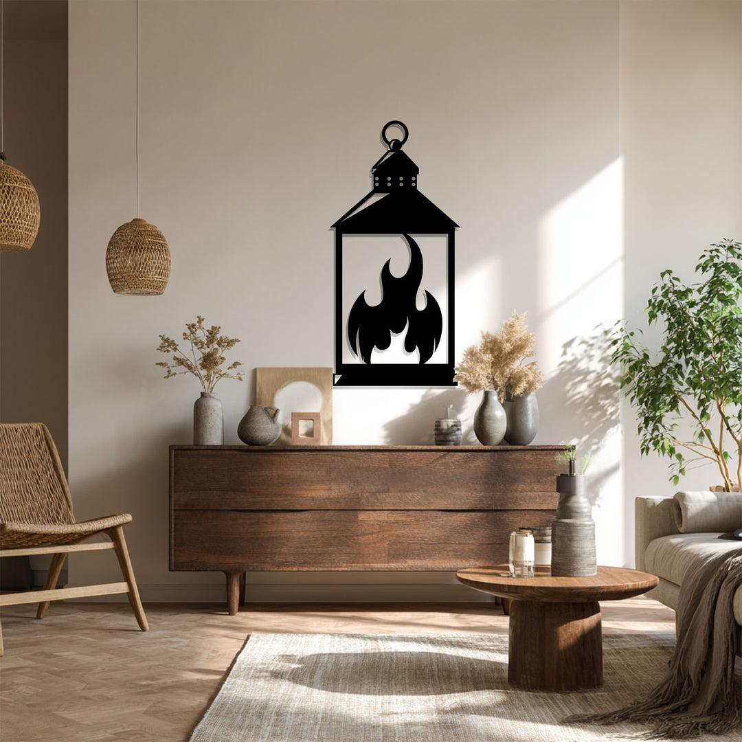 Islamic lantern flame wall decor