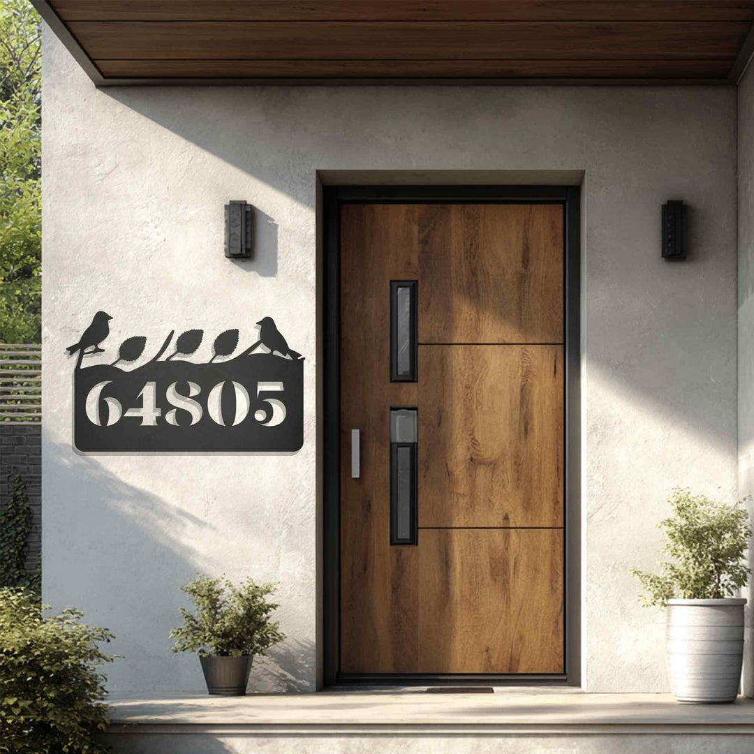 Garden style metal house numbers plaque