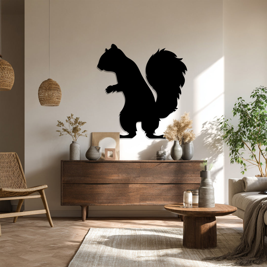Squirrel Metal Wall Art – Woodland Animal Silhouette Décor