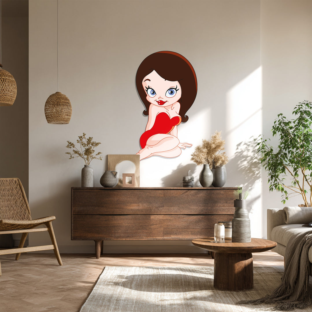 Vintage pop culture woman metal wall sculpture