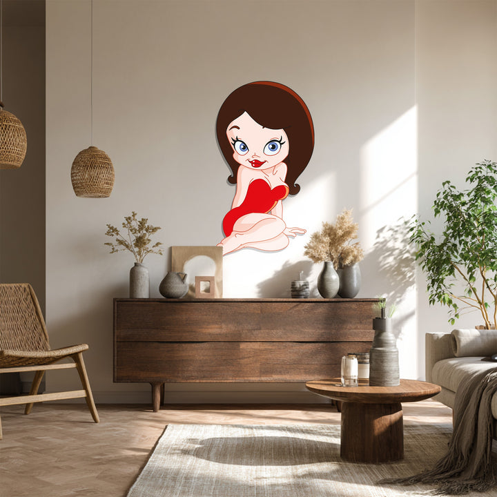 Vintage pop culture woman metal wall sculpture