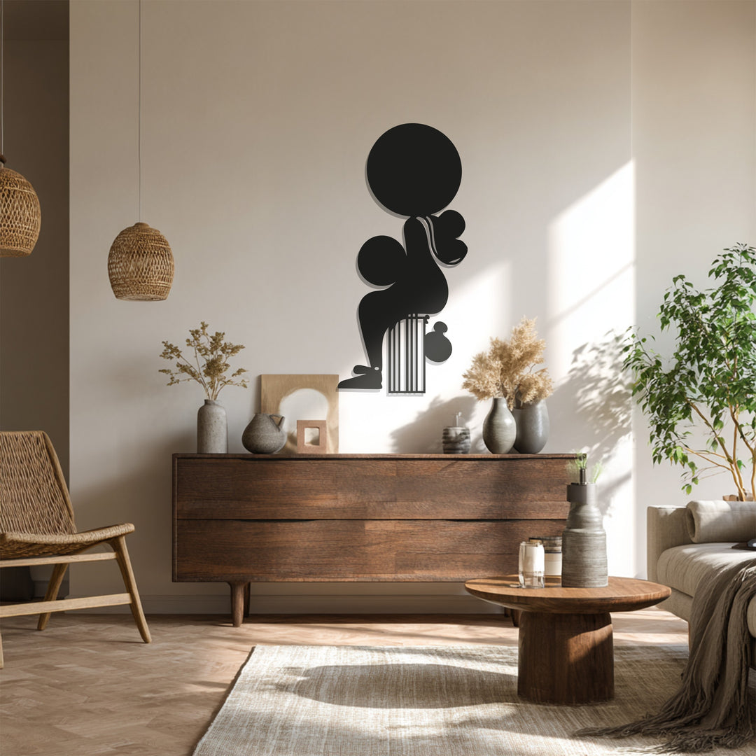 Sitting Woman Silhouette Metal Wall Art – Black Wall Sculpture