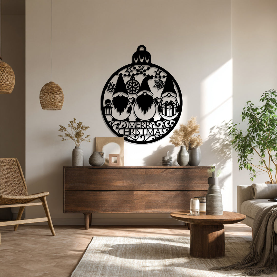 بهجة عيد الميلاد - عائلة الأقزام فن جداري معدني