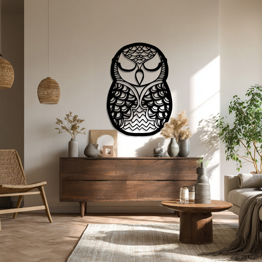 Owl silhouette metal wall decor
