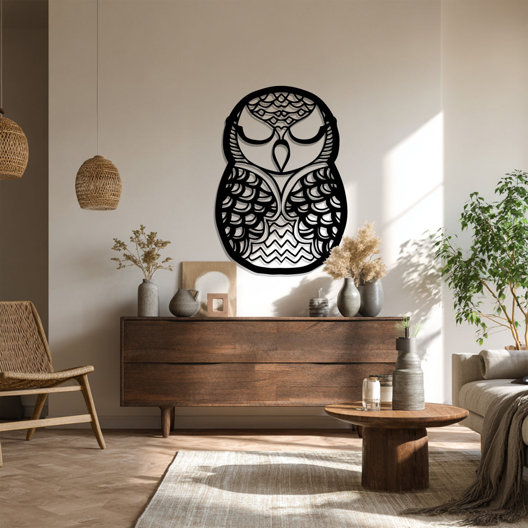 Owl silhouette metal wall decor