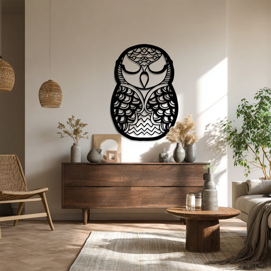 Highlighting the layering effect, this minimalist owl metal wall decor showcases its elegant cutout design, enhancing the modern aesthetic of the animal decor.