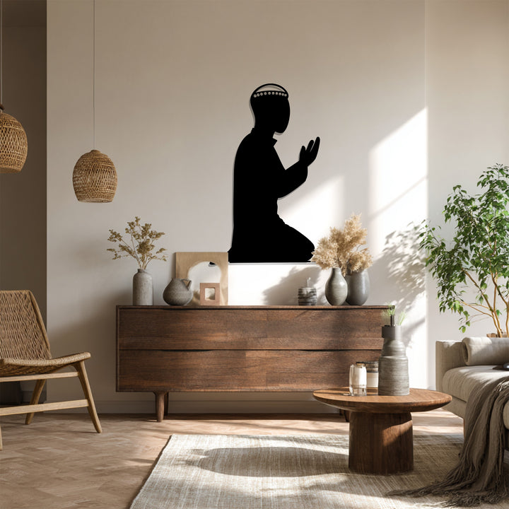 Islamic praying figure metal wall hanging