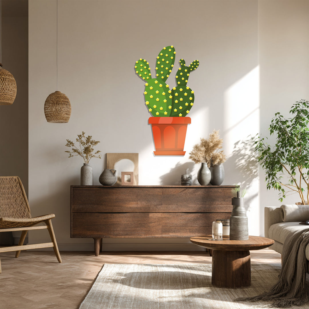Prickly Pear Cactus Metal Wall Art – Modern Desert Botanical Wall Decor