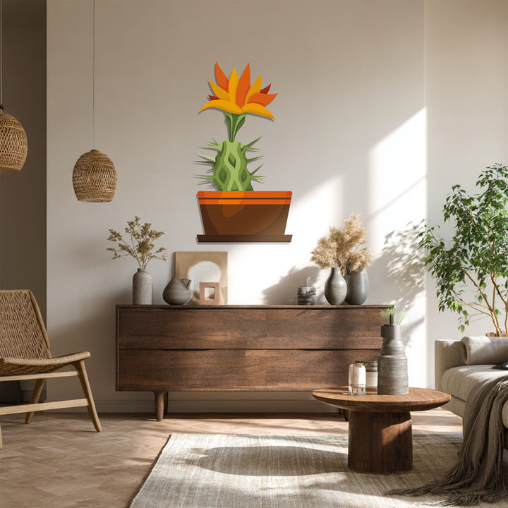Blooming cactus plant wall art