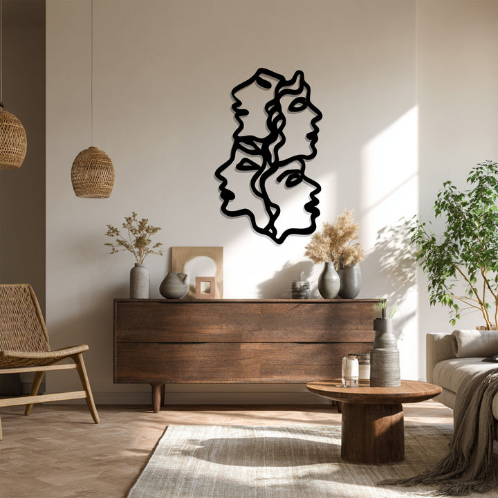 Modern line art face design wall art