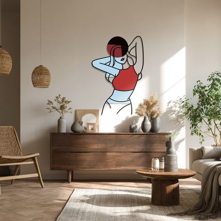 Modern minimalist female figure metal wall decor for bedrooms