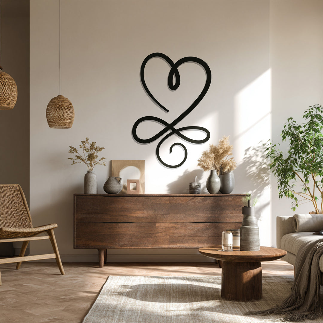 Modern love symbol black metal wall decor