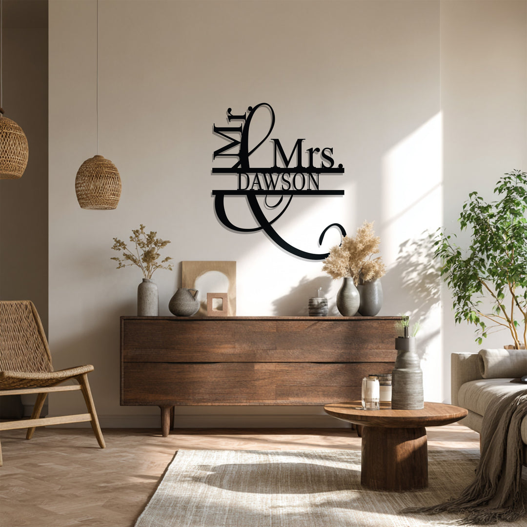 Custom couple name metal home decoration