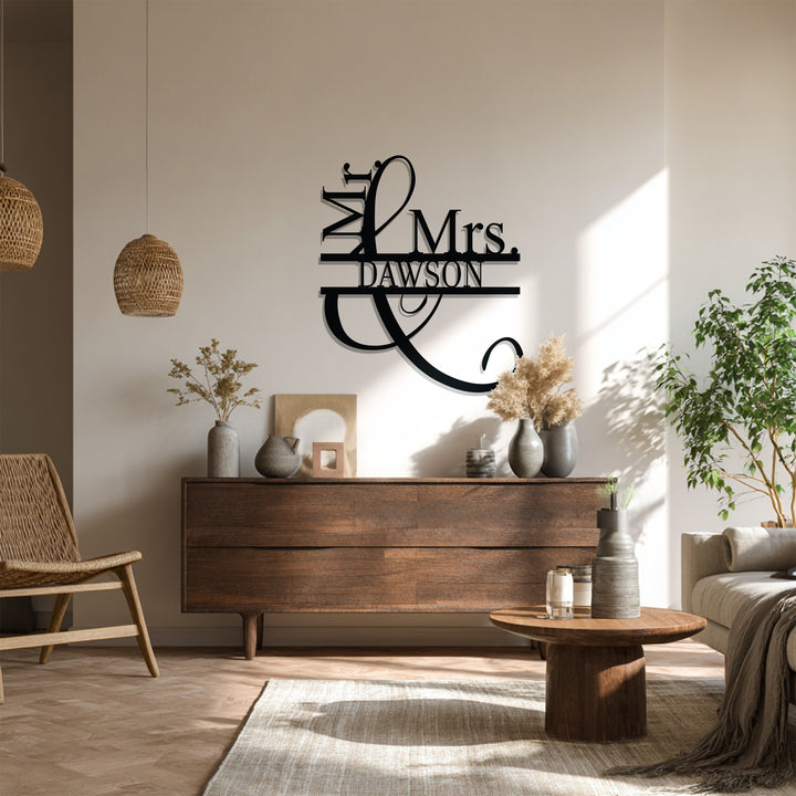 Custom couple name metal home decoration