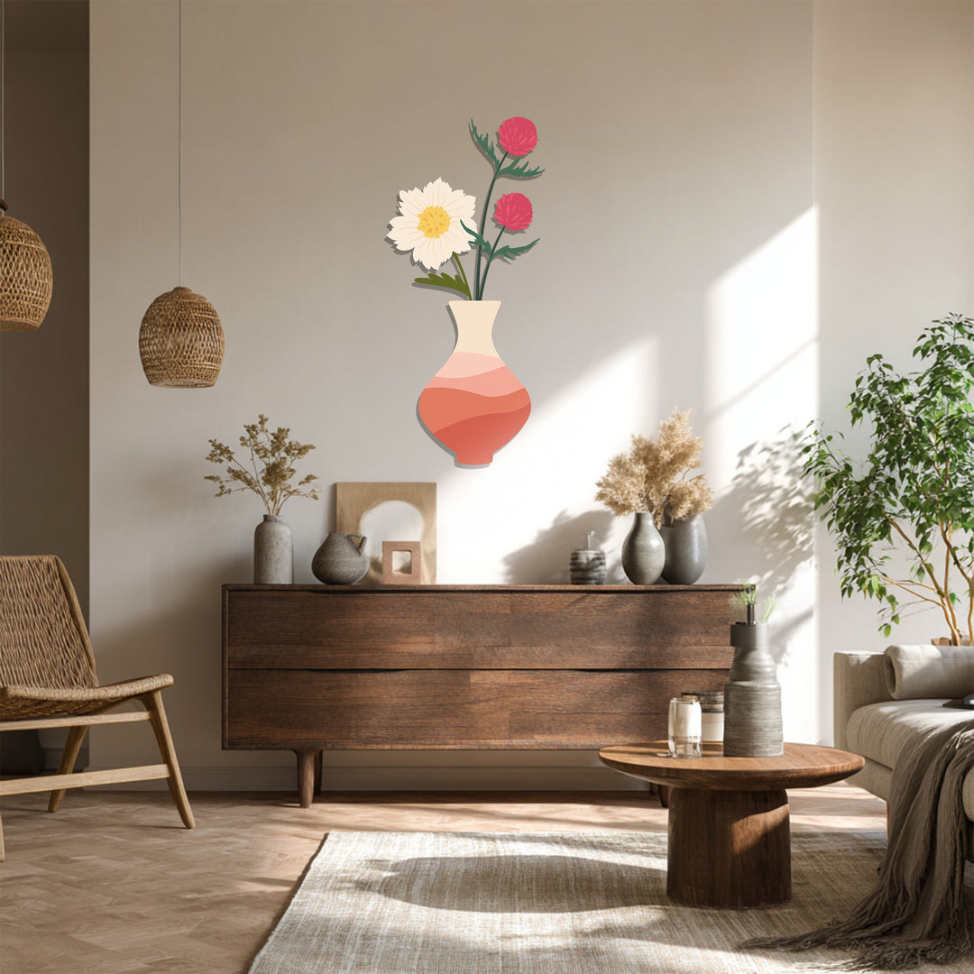 Flowing lines in this decorative metal art subtly animate the Soft Bloom Vase, capturing the gentle sway of the botanical blooms in this decorative wall art.