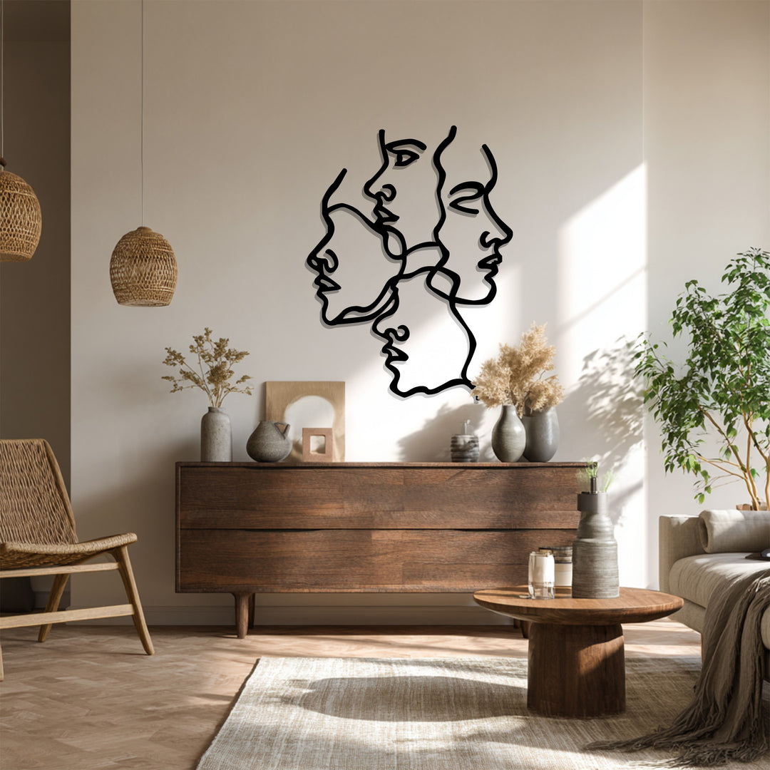Modern minimalist line art metal sculpture