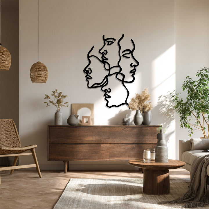 Modern minimalist line art metal sculpture