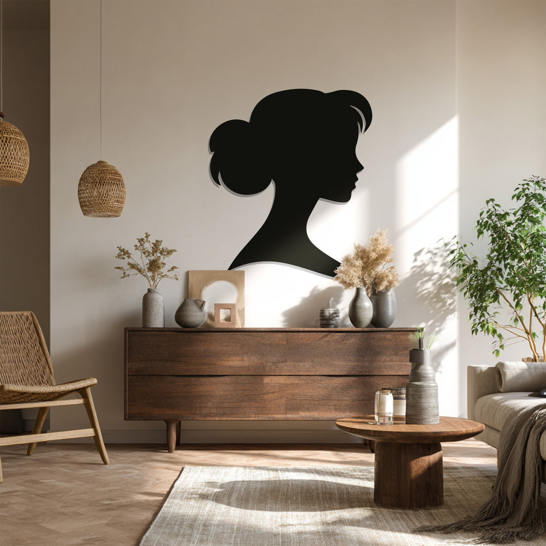 Black silhouette woman wall hanging metal wall decor
