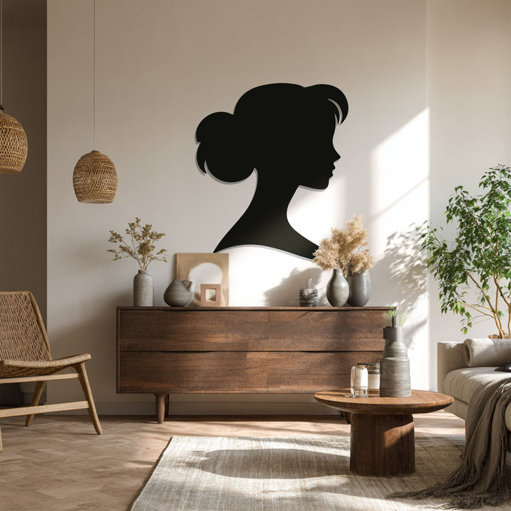 Black silhouette woman wall hanging metal wall decor