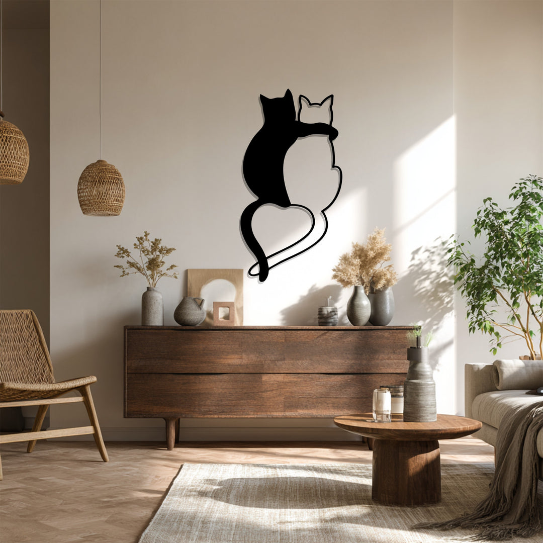 Loving Cats Silhouette – Minimalist Metal Wall Art