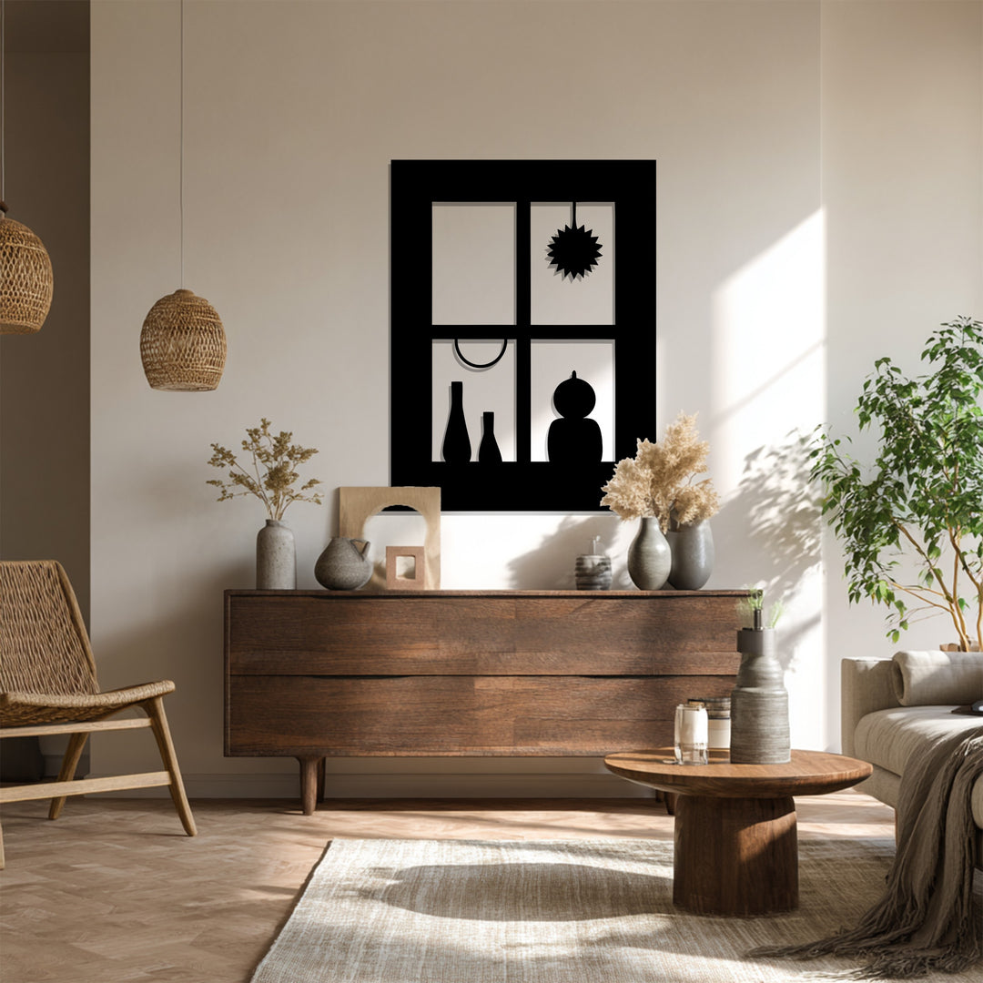 Square Window Metal Wall Art – Modern Silhouette Home Decor