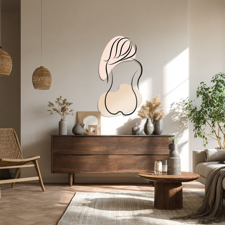 Elegant line art metal wall decor featuring feminine figure